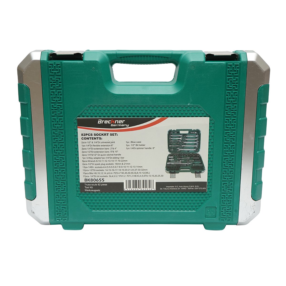 Trusa chei tubulare 4-32mm si chei fixe combinate 8-22mm, biti, hex, torx, antrenor cu clichet 82 piese Breckner Germany